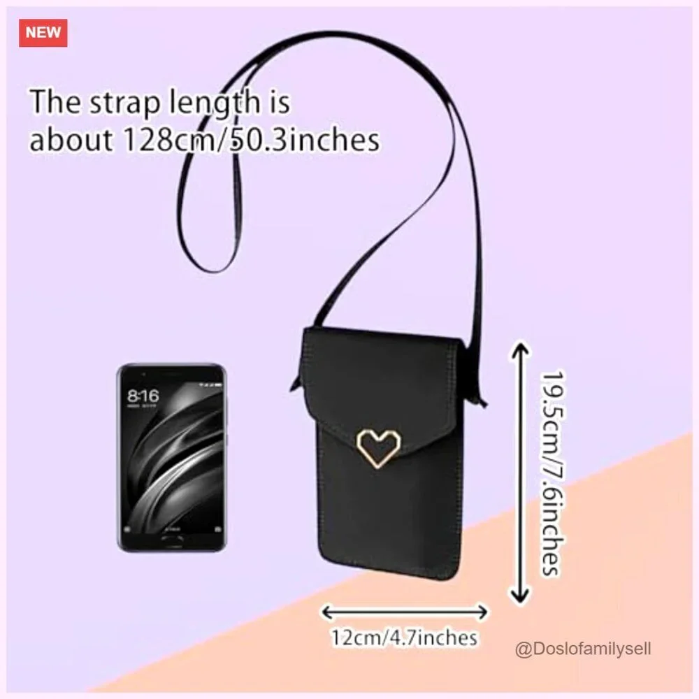 Leather Crossbody Phone Purse with Clear Touch Screen Window